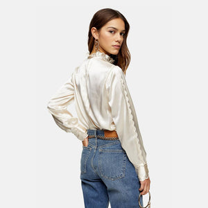 Ecru Satin Scallop Shirt