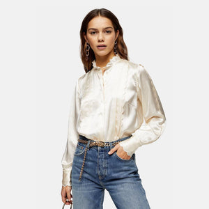 Ecru Satin Scallop Shirt