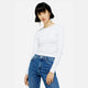 White Pointelle Long Sleeve Top